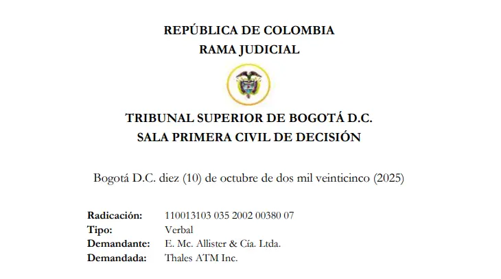 Tribunal niega existencia de contrato de agencia comercial entre empresa colombiana y multinacional