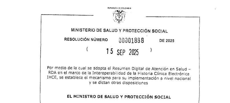 Resolución 00001888 de 2025: implementación del Resumen Digital de Atención en Salud en Colombia
