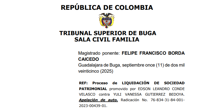 Tribunal de Buga revoca decisión en liquidación de sociedad patrimonial por aplicación de la carga dinámica de la prueba